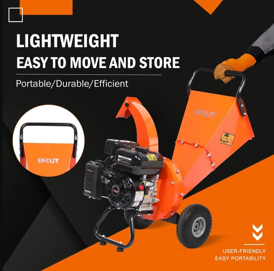 EFCUT C30 LITE Wood Chipper 3" Horizontal 7HP 212cc 4-stroke Gas-Powered 15:1 Reduction Ratio New